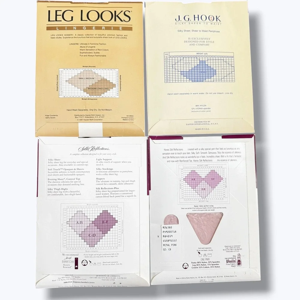 VTG Pantyhose Thigh Highs Tights Bundle 1980s 1990s Hanes Leg Looks JG Hook M/L